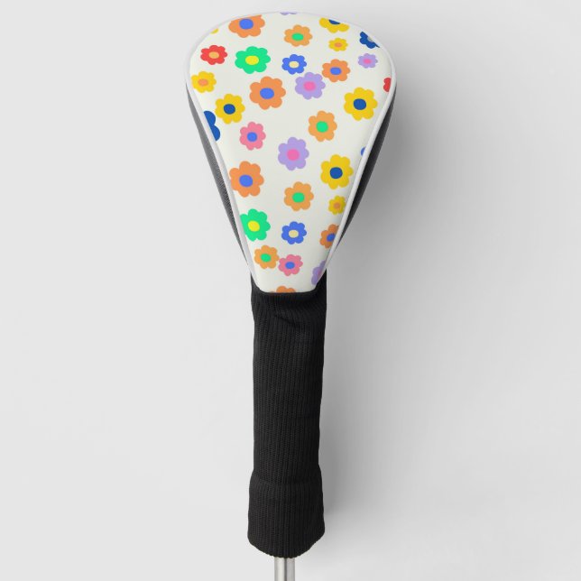 Colourful Y2K Small Flower Indie Pattern Golf Head Cover (Front)