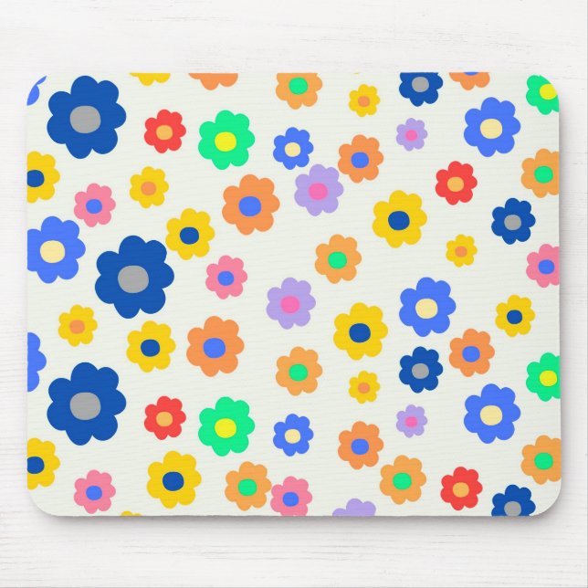 Colourful Y2K Small Flower Indie Pattern Mouse Pad (Front)