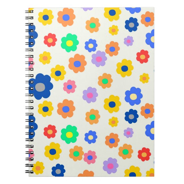 Colourful Y2K Small Flower Indie Pattern Notebook (Front)