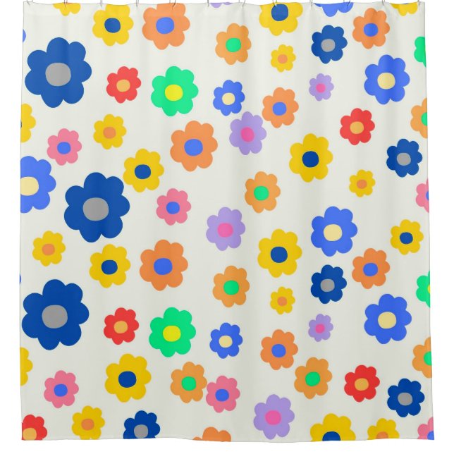 Colourful Y2K Small Flower Indie Pattern Shower Curtain (Front)