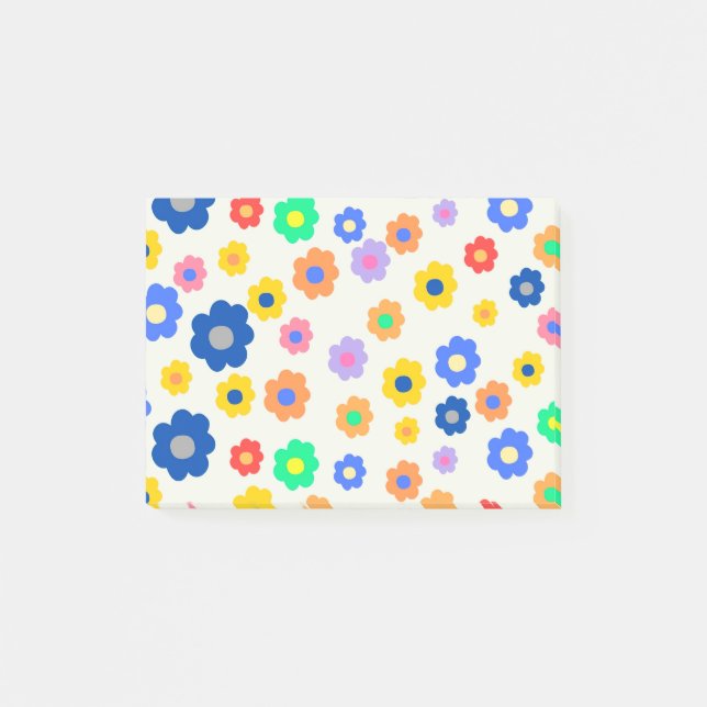 Colourful Y2K Small Flower Whimsical Pattern Post-it Notes (Front)