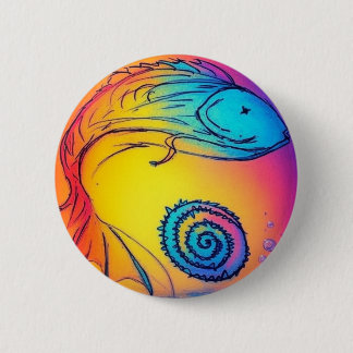 Colourful yaie fish  6 cm round badge