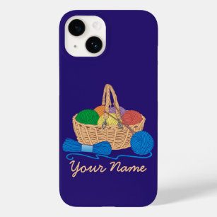 Colourful Yarn Basket Personalised Knitting Case-Mate iPhone 14 Case