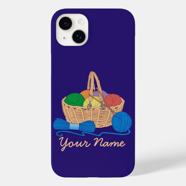 Colourful Yarn Basket Personalised Knitting Case-Mate iPhone Case (Back)