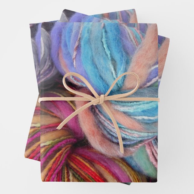 Colourful Yarn Skeins for Knitting, Crochet  Wrapping Paper Sheet (In situ)