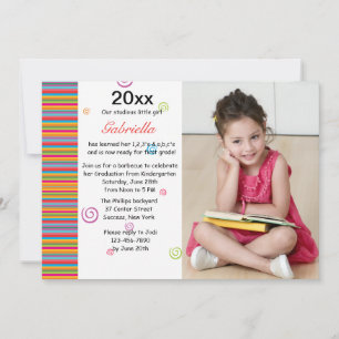 Colourful Year Photo Graduation Invitation