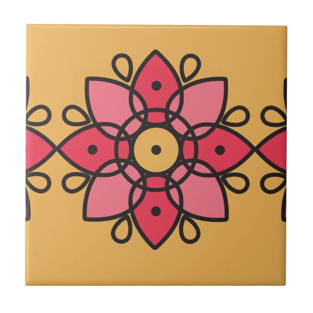 colourful yellow and pink design for home ceramic tile (Front)