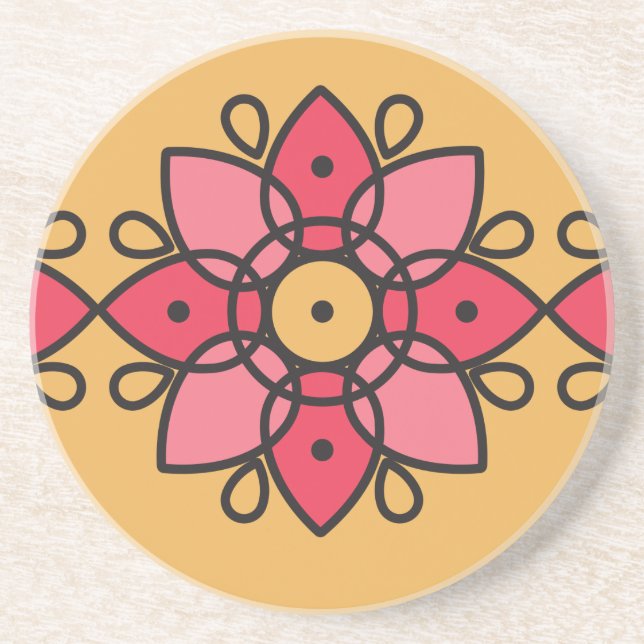 colourful yellow and pink design for home coaster (Front)