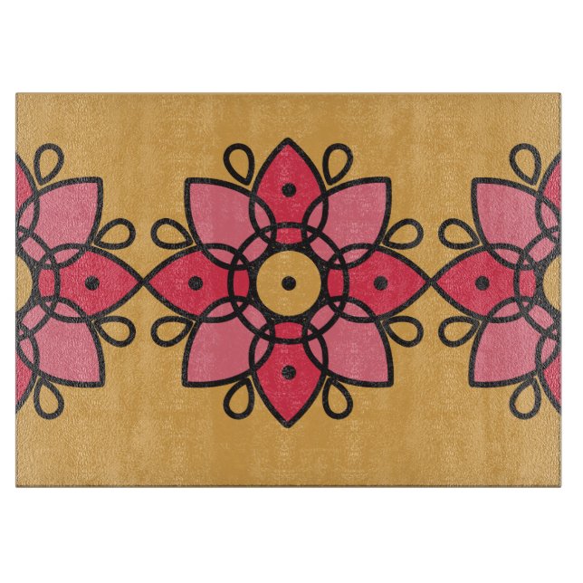 colourful yellow and pink design for home cutting board (Front)