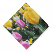 Colourful Yellow and Pink Tulips Fashion Bandanna (Front)