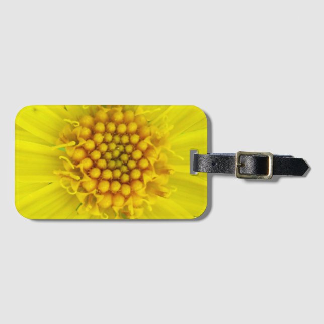 Colourful Yellow Arnica Wildflower Detail Luggage Tag (Front Horizontal)