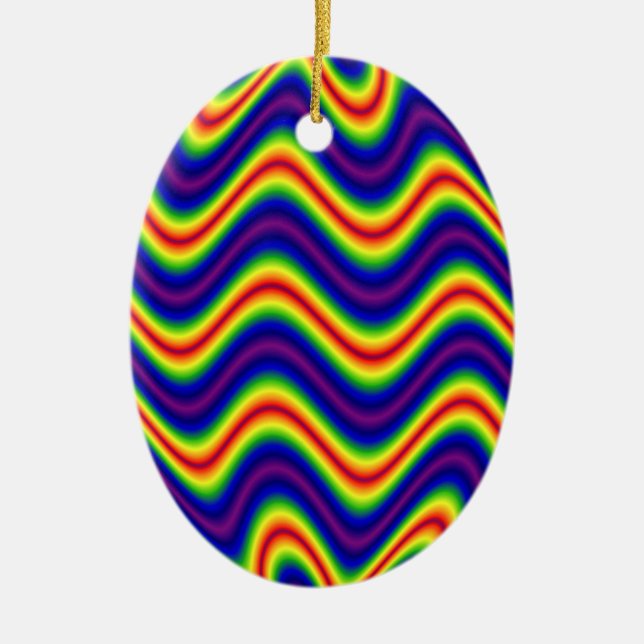 colourful yellow blue ceramic tree decoration (Front)