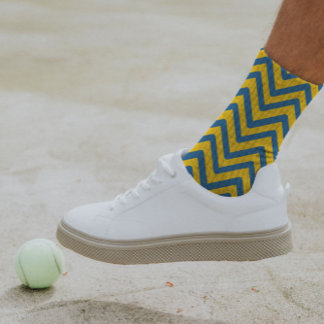Colourful Yellow Blue Chevron Modern Zig Zag  Socks