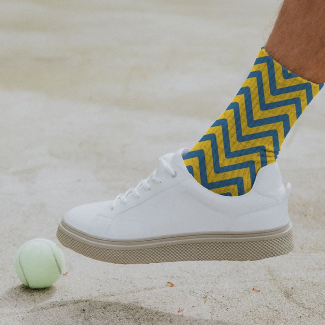 Colourful Yellow Blue Chevron Modern Zig Zag  Socks (Creator Uploaded)