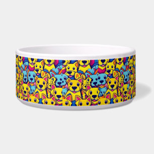 Colourful  yellow blue dogs pet water bowl
