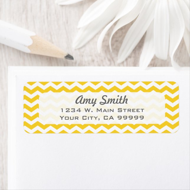 Colourful Yellow Chevron Zigzag Pattern Return Address Label (Insitu)