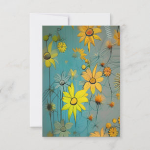 Colourful yellow daffodils flowers green thank you card