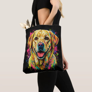 Colourful Yellow Labrador Retriever Dog Tote Bag