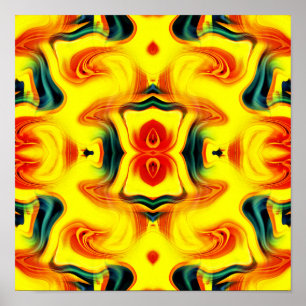 Colourful Yellow Orange Green Swirls Abstract     Poster
