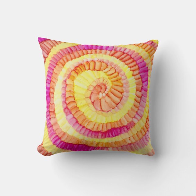 Colourful Yellow, Orange, Pink Pinwheel Cushion (Front)