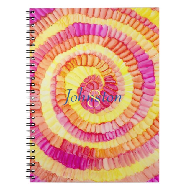 Colourful Yellow, Orange, Pink Pinwheel Personalis Notebook (Front)