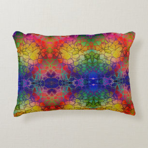 Colourful Yellow Orange Purple Mosaic Abstract Decorative Cushion