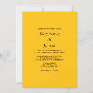Colourful Yellow Orange Simple Minimal Boho Weddin Invitation