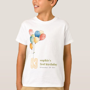 Colourful Yellow Red Green Balloons Kids Birthday T-Shirt