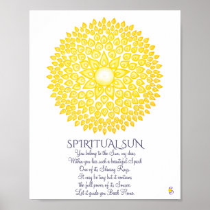 Colourful Yellow Spiritual Sun Mandala Poster