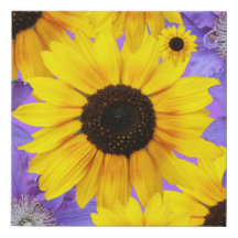 Colourful Yellow Sunflower & Purple Floral