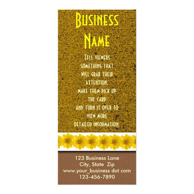Colourful Yellow Wildflowers Business Promotional Rack Card (Front)