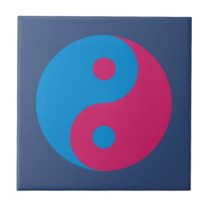 Colourful Yin Yang Harmony Blue and Pink Ceramic Tile