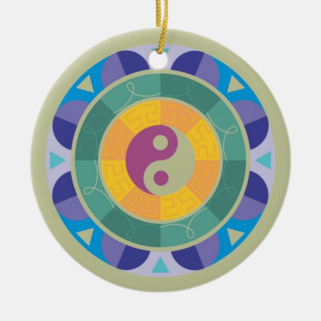 Colourful Yin Yang Pattern Ceramic Ornament (Front)
