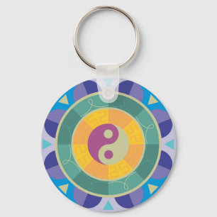 Colourful Yin Yang Pattern Key Ring