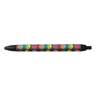Colourful Yin Yangs Black Ink Pen