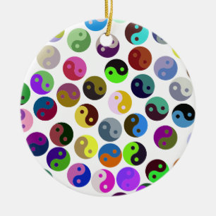 Colourful Ying Yang Pattern Ceramic Ornament