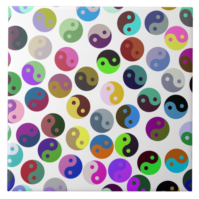 Colourful Ying Yang Pattern Ceramic Tile (Front)