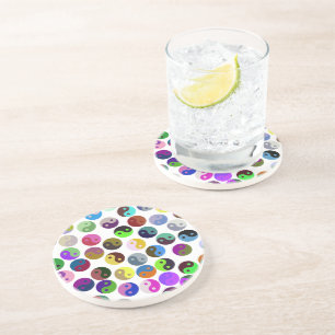 Colourful Ying Yang Pattern Coaster