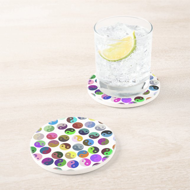 Colourful Ying Yang Pattern Coaster (Side)
