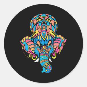 Colourful Yoga Hinduism Hindu Figurine Ganesha Classic Round Sticker