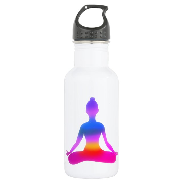 Colourful Yoga Lady Silhouette Bottle (Front)