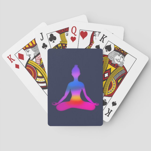 Colourful Yoga Lady Silhouette  Playing Cards (Back)