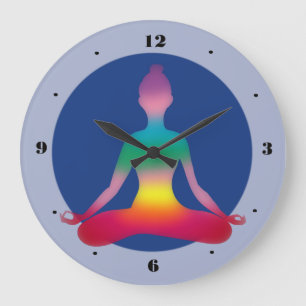 Colourful Yoga Lady Silhouette Wall Clock