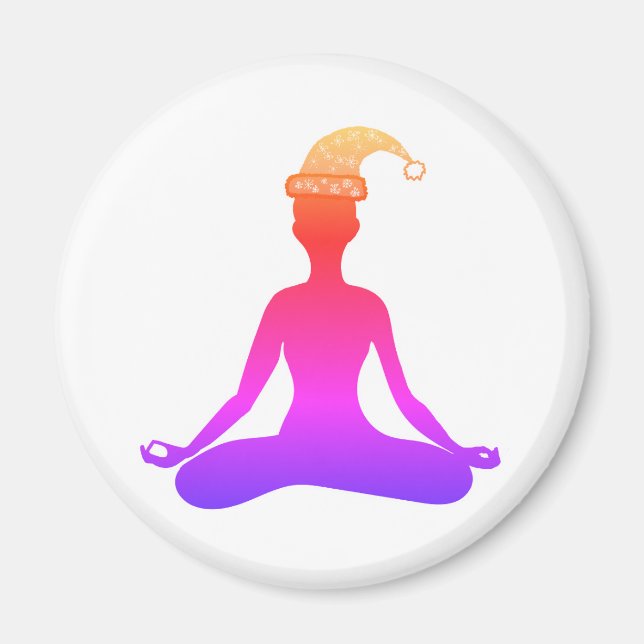 Colourful Yoga New Year Hat Magnet (Front)