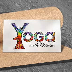 Colourful Yoga Word Art Business Card