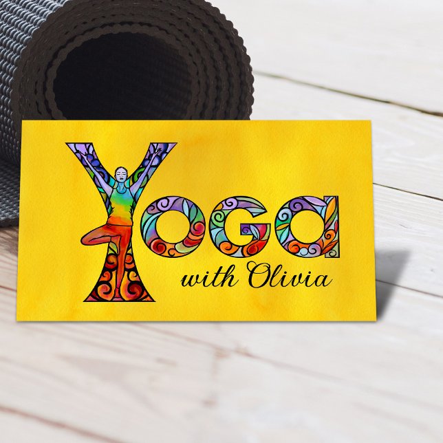 Colourful Yoga Word Art Business Card (Creator Uploaded)
