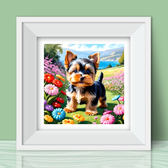 Colourful Yorkie Terrier Puppy Posing at the Park Poster (Creator Uploaded)