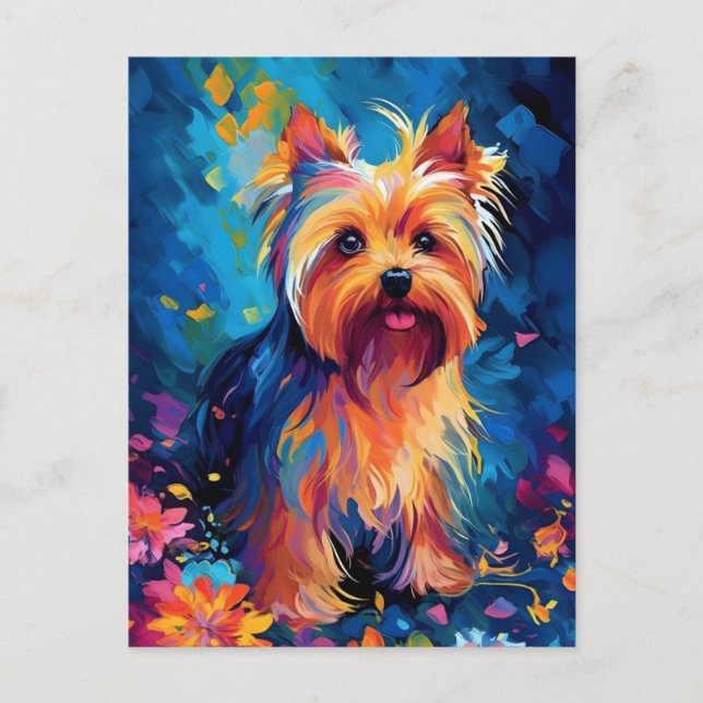Colourful Yorkshire Terrier Postcard (Front)