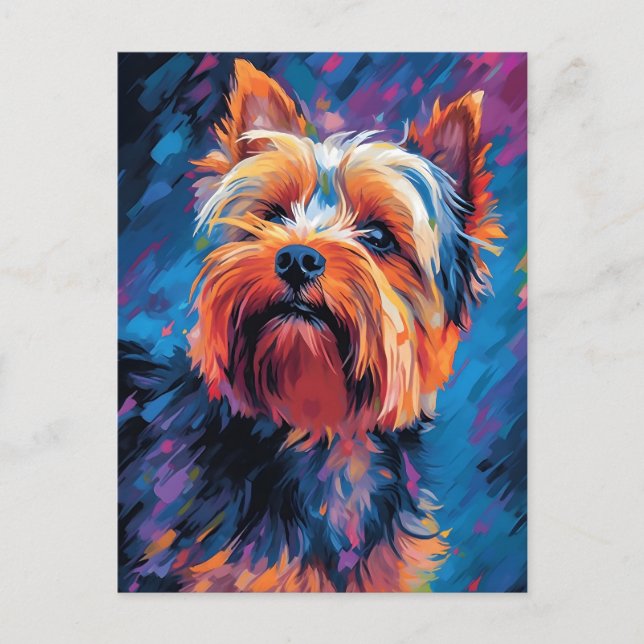 Colourful Yorkshire Terrier Postcard (Front)