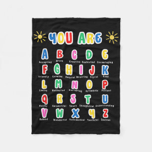 Colourful You Are Letters Alphabet Learn Abcs Teac Fleece Blanket